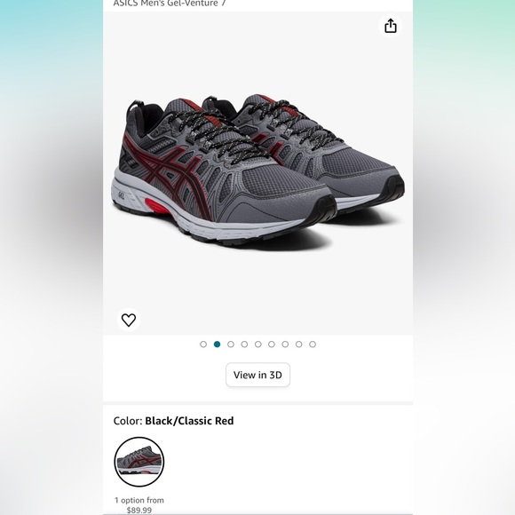 ASICS Men's Gel-Venture 7, Gray With Black And Red Accents. Size Extra W… - Picture 3 of 16